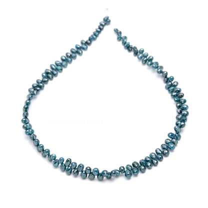 Blue Diamond Briolette Tear Drop Shape Faceted Diamond Briolette Bead