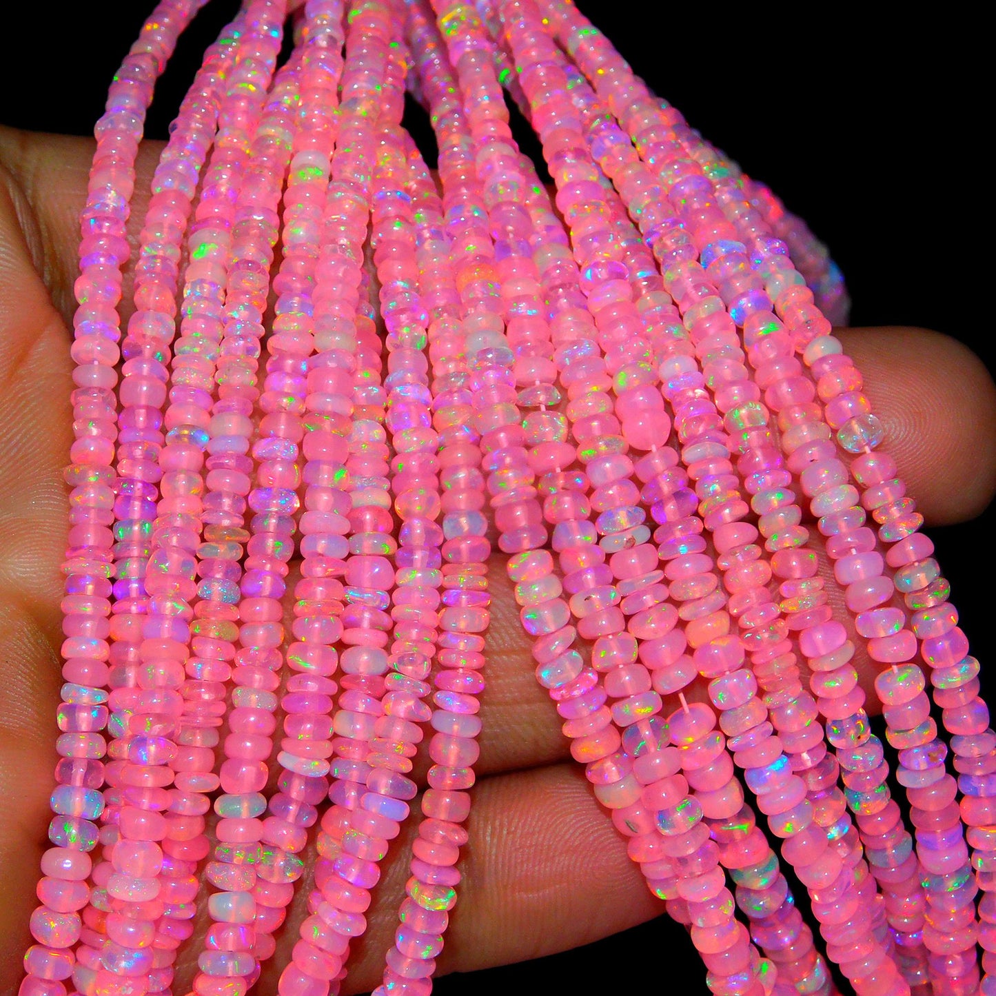 Pink Ethiopian Opal Beads 3 -4 mm Smooth Rondelle Ethiopia Opal Beads 16 Inches Strands