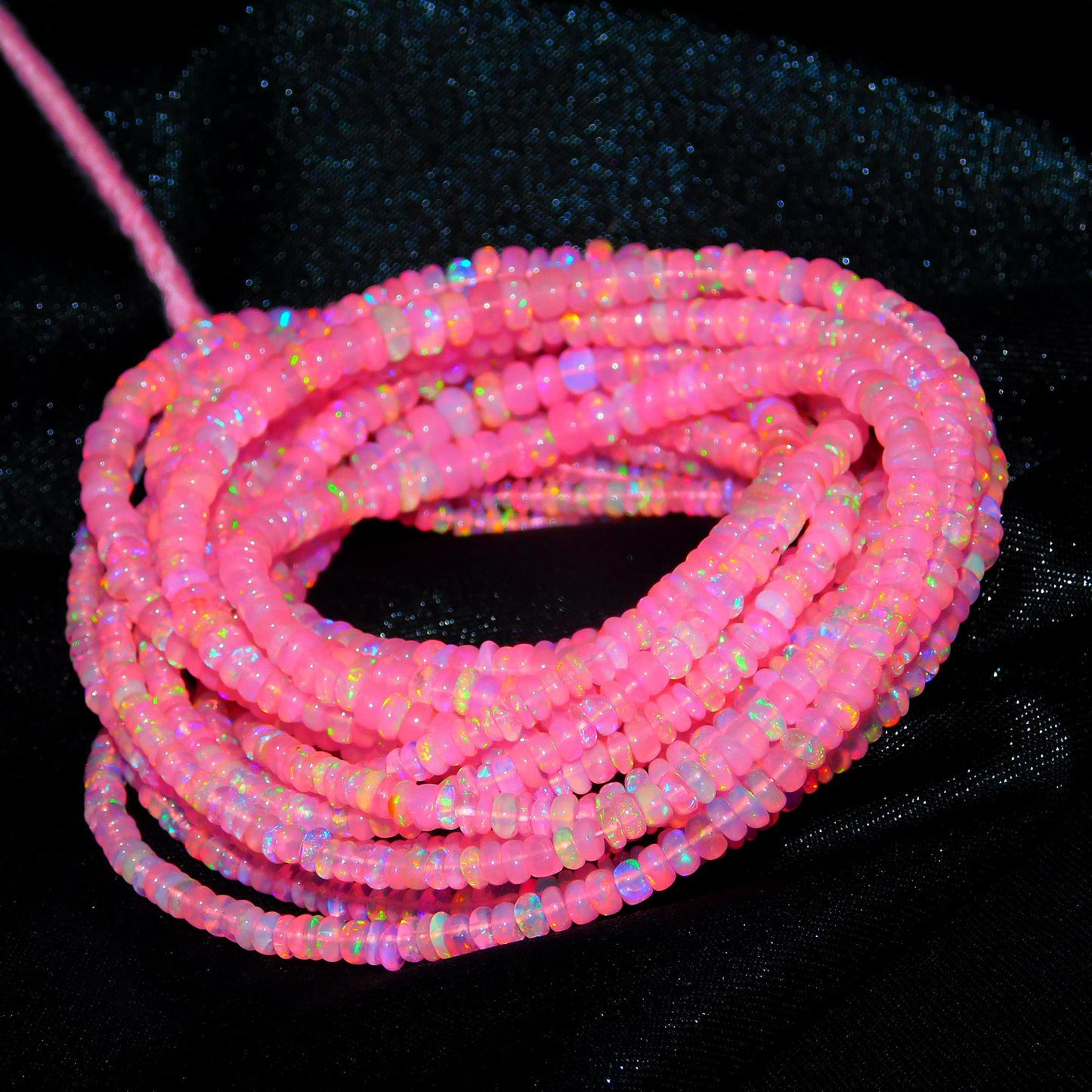 Pink Ethiopian Opal Beads 3 -4 mm Smooth Rondelle Ethiopia Opal Beads 16 Inches Strands