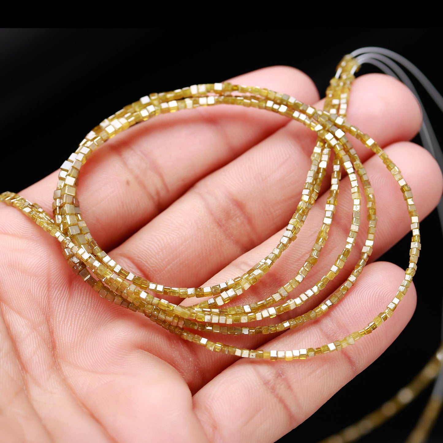 100% Natural Yellow Diamond Faceted 1.5 - 2.5 mm Cube Bead For Jewelry Making