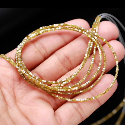 100% Natural Yellow Diamond Faceted 1.5 - 2.5 mm Cube Bead For Jewelry Making