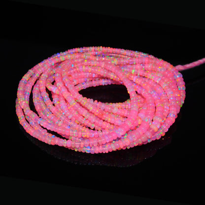 Pink Ethiopian Opal Beads 3 -4 mm Smooth Rondelle Ethiopia Opal Beads 16 Inches Strands