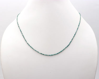 Blue Diamond Faceted 1.5 - 2.5 mm Cube 925 Sterling Silver 16 Inches Necklace