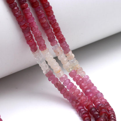 Ruby Shaded Gemstone Beads  Faceted Rondelle Ruby Shaded Bead