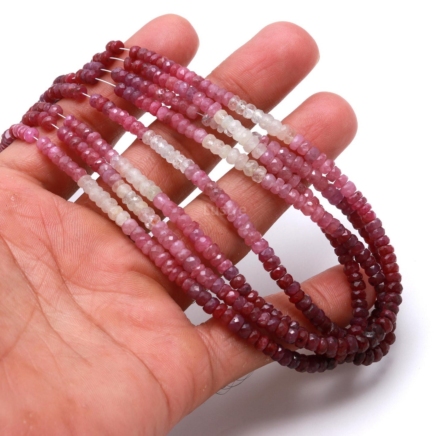 Ruby Shaded Gemstone Beads  Faceted Rondelle Ruby Shaded Bead