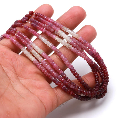 Ruby Shaded Gemstone Beads  Faceted Rondelle Ruby Shaded Bead