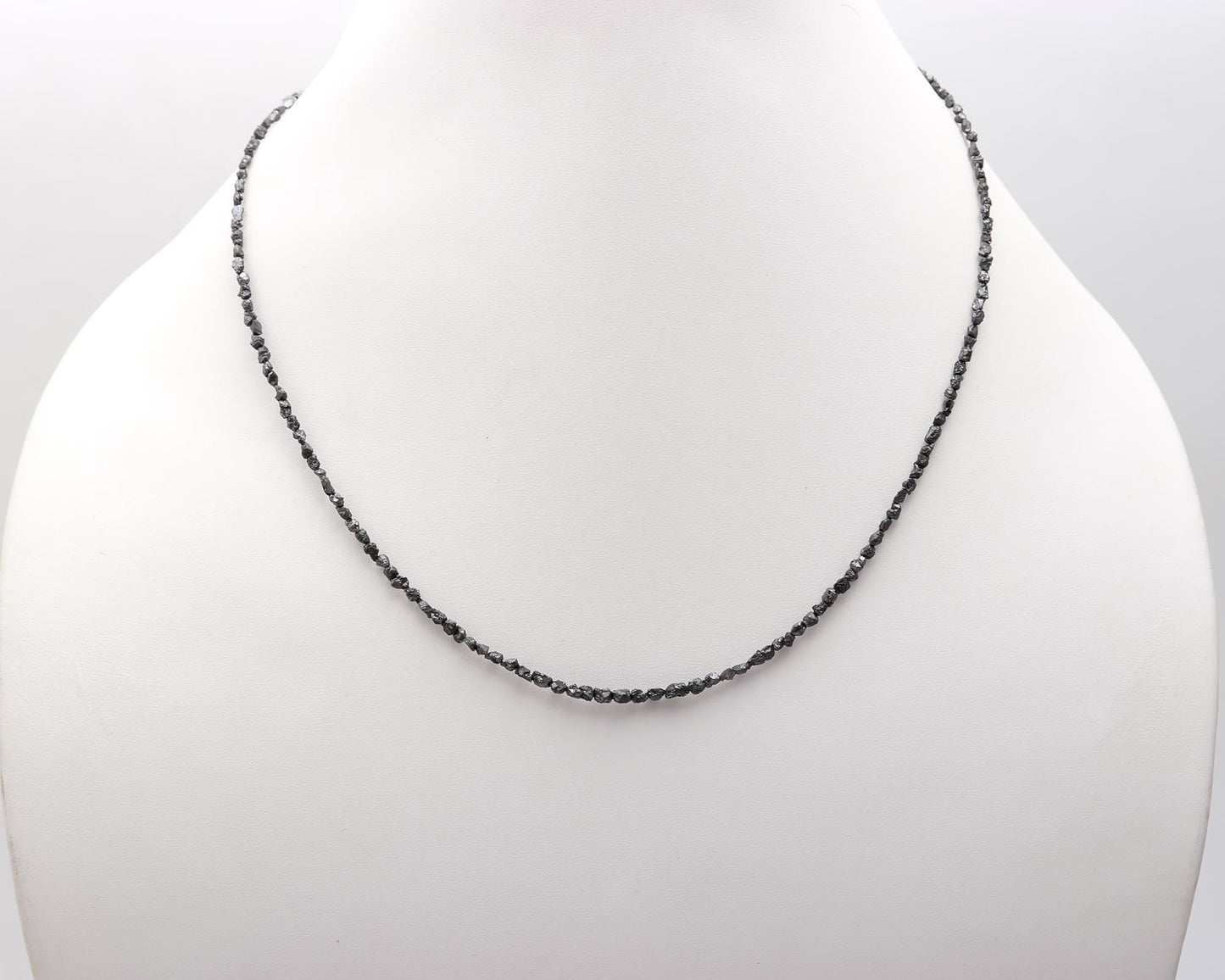 925 Sterling Silver Black Uncut 2- 3 mm Diamond 16 Inches Necklace