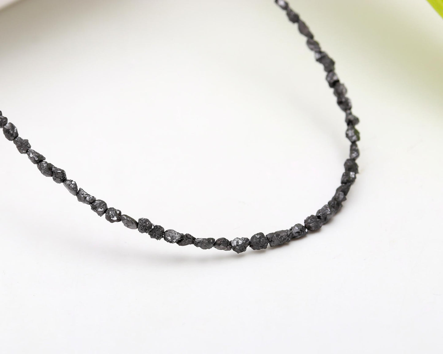 925 Sterling Silver Black Uncut 2- 3 mm Diamond 16 Inches Necklace