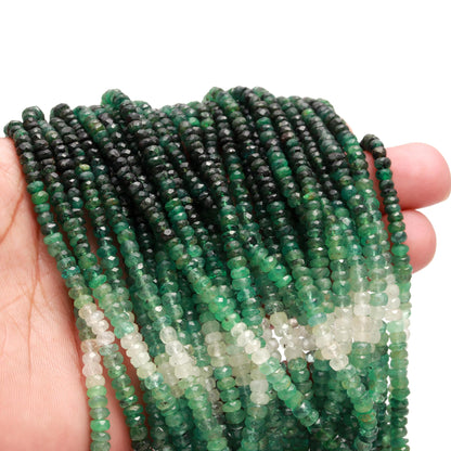 Emerald Faceted Rondelle Bead Natural Shaded Emerald Beads