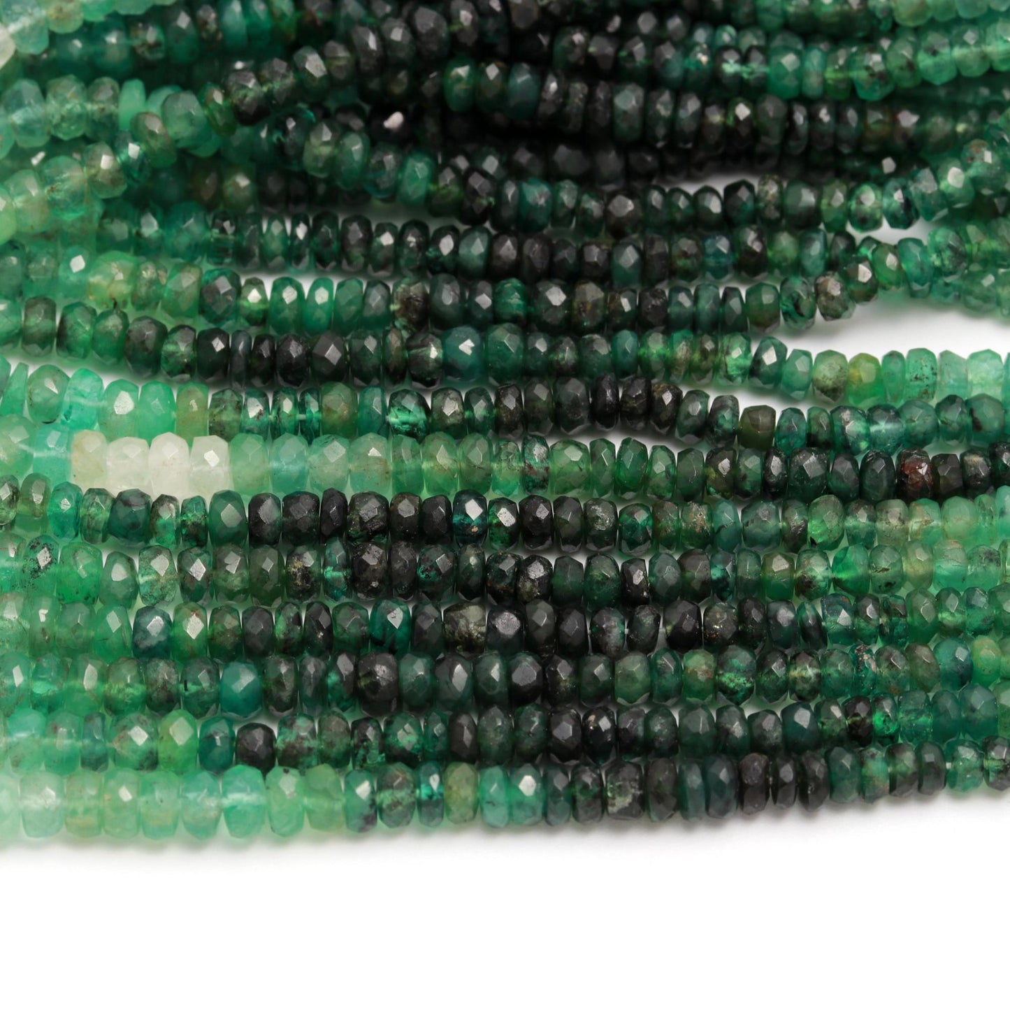 Emerald Faceted Rondelle Bead Natural Shaded Emerald Beads