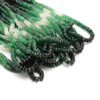 Emerald Faceted Rondelle Bead Natural Shaded Emerald Beads