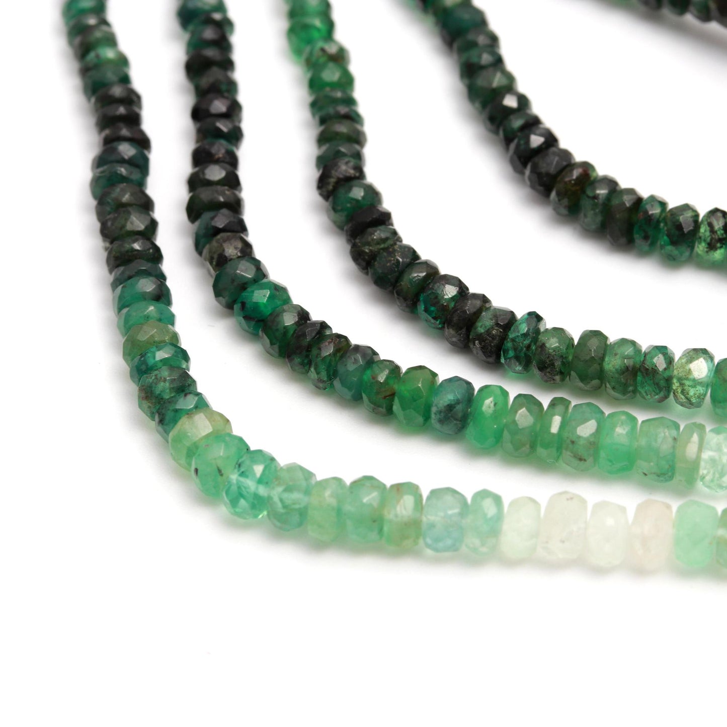 Emerald Faceted Rondelle Bead Natural Shaded Emerald Beads