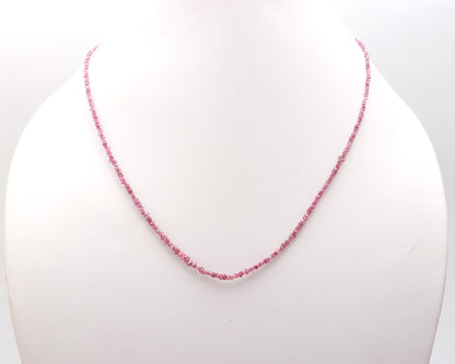 925 Sterling Silver Pink Uncut Nugget 2 - 3 mm Diamond Necklace