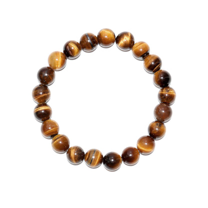 Tiger's Eye Natural Smooth Round Gemstone Beaded Bracelet