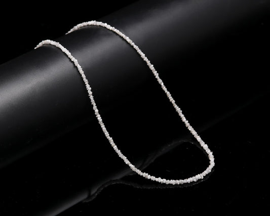 925 Sterling Silver White Raw Rough 2 - 3 mm Diamond 16 Inches Necklace