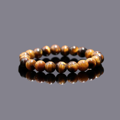 Tiger's Eye Natural Smooth Round Gemstone Beaded Bracelet