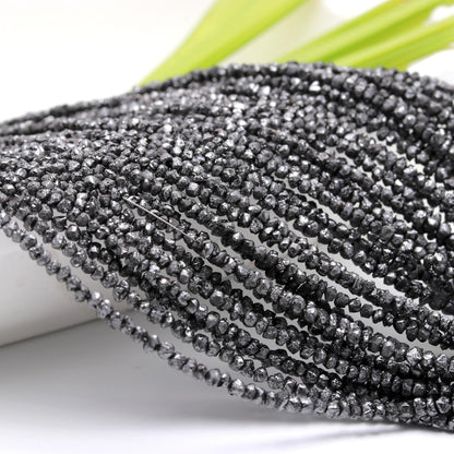 Black Uncut Diamond Bead Raw Rough Diamond Bead 15 Inches Strands