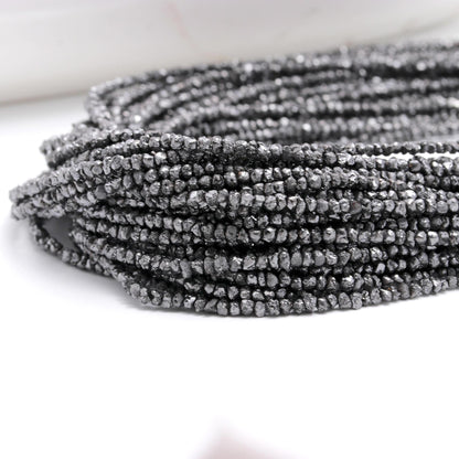 Black Uncut Diamond Bead Raw Rough Diamond Bead 15 Inches Strands