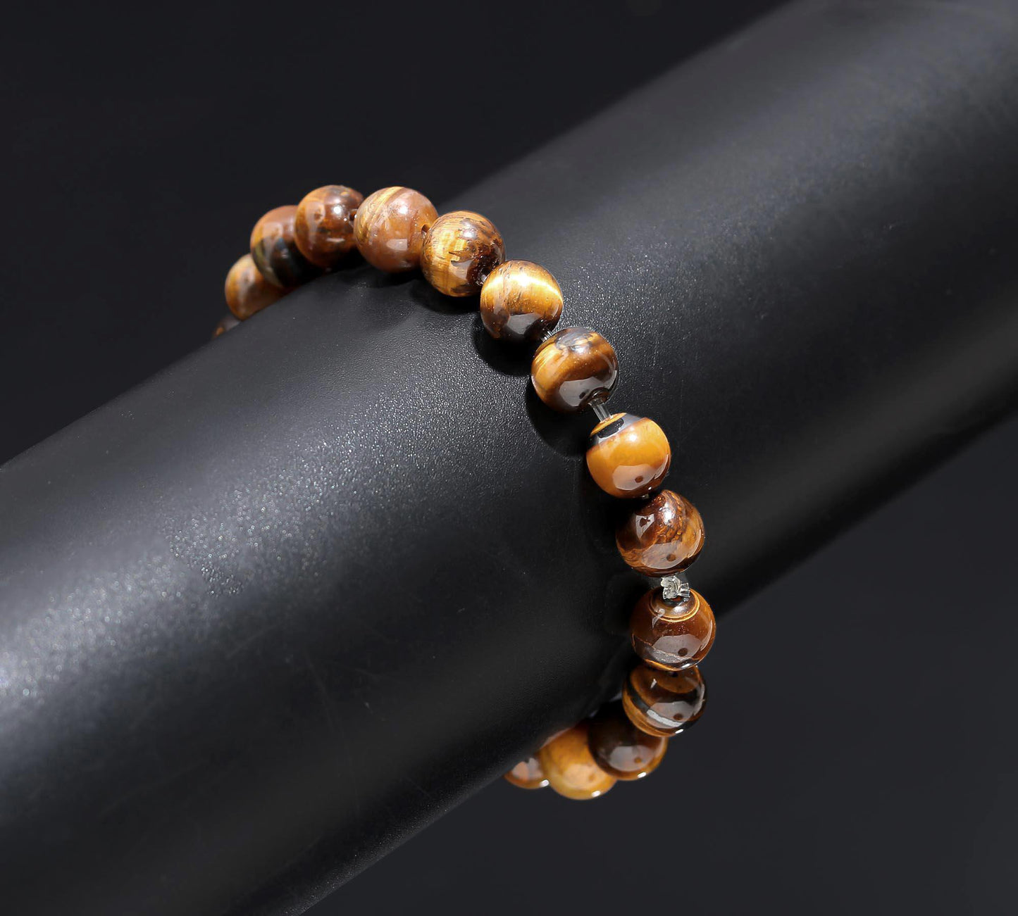 Tiger's Eye Natural Smooth Round Gemstone Beaded Bracelet