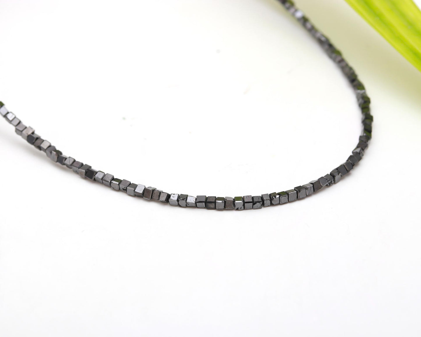 Black Diamond Faceted 1.5 - 2.5 mm Cube Silver 16 Inch Necklace