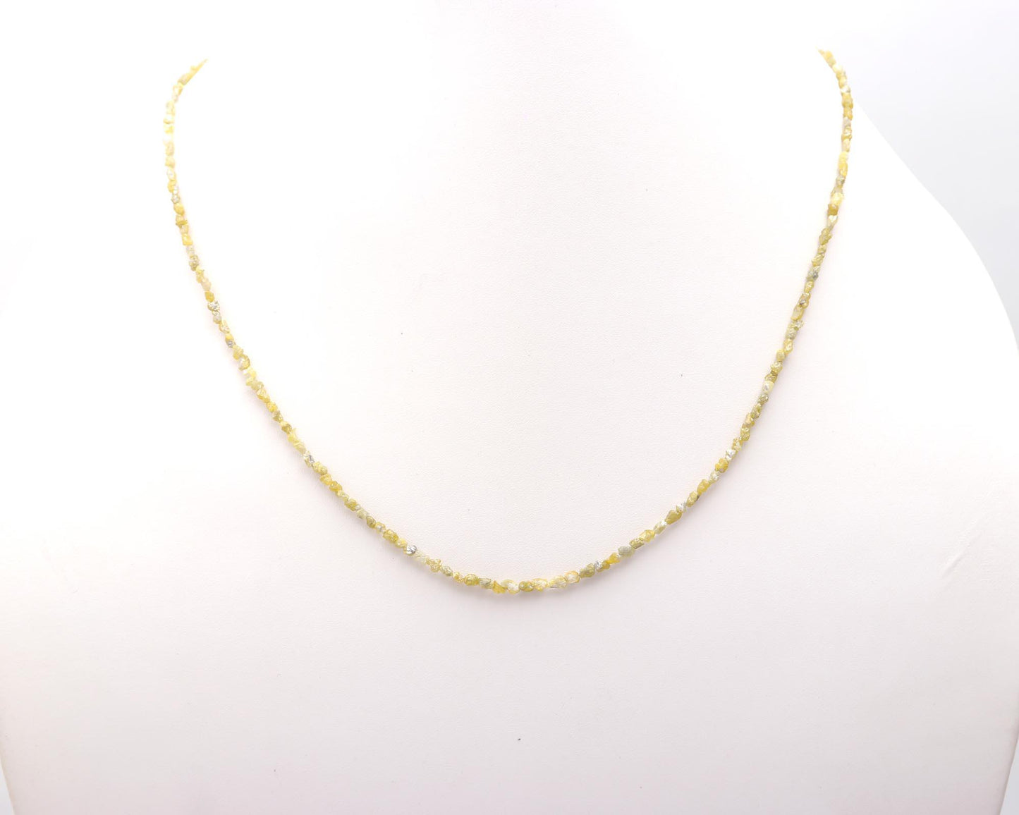 Yellow Raw Rough Diamond Bead Sterling Silver Necklace