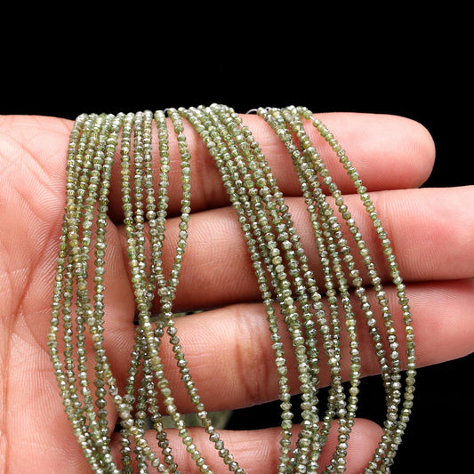 Green Diamond Faceted Rondelle Bead AAA+ Rare Dark Green Diamond Bead