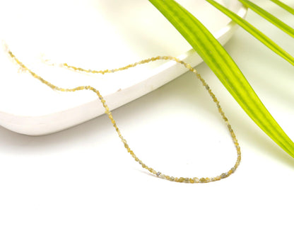 Yellow Raw Rough Diamond Bead Sterling Silver Necklace