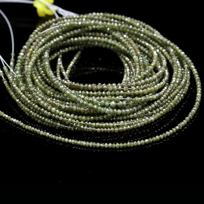 Green Diamond Faceted Rondelle Bead AAA+ Rare Dark Green Diamond Bead