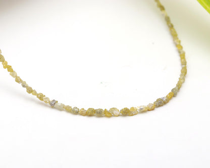 Yellow Raw Rough Diamond Bead Sterling Silver Necklace