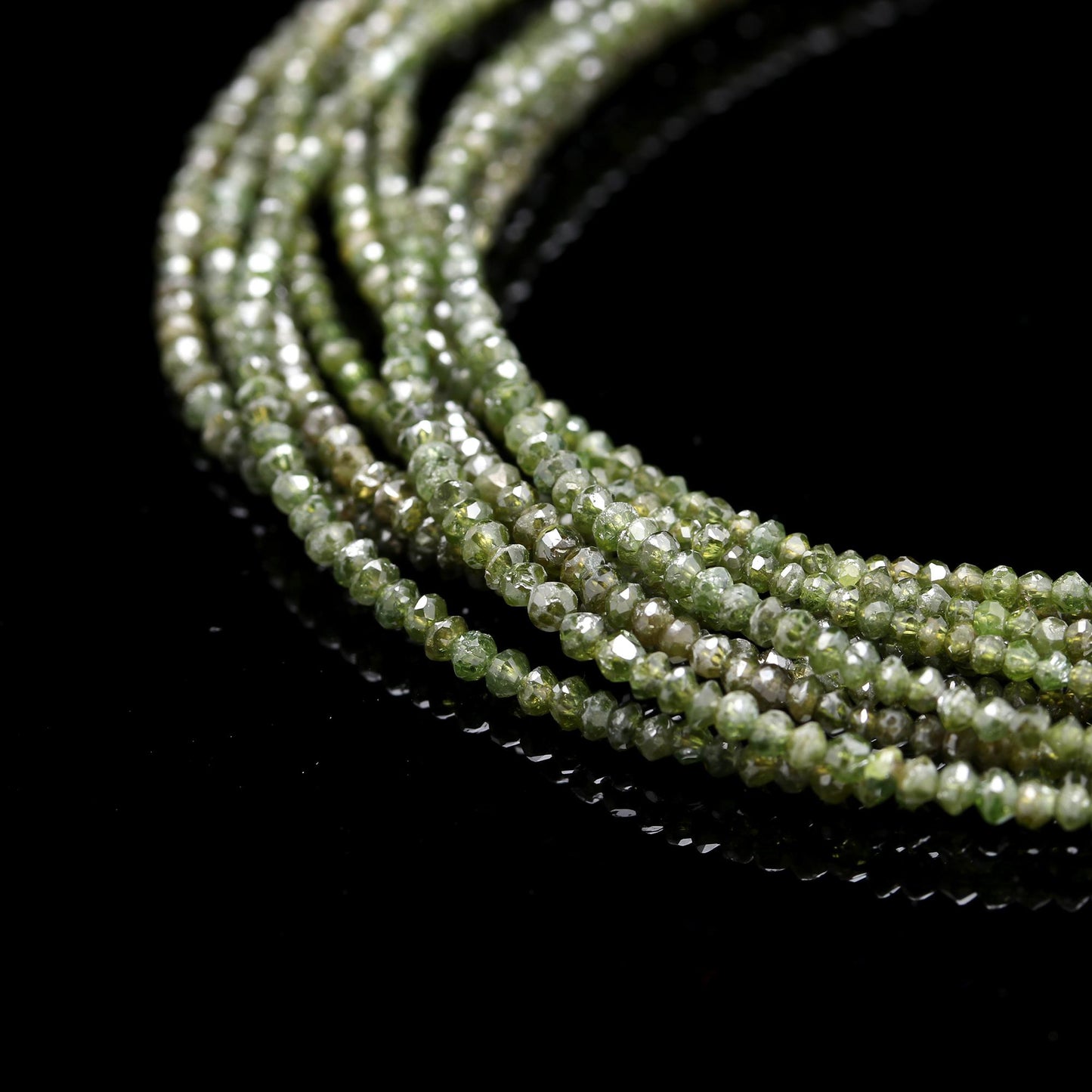 Green Diamond Faceted Rondelle Bead AAA+ Rare Dark Green Diamond Bead