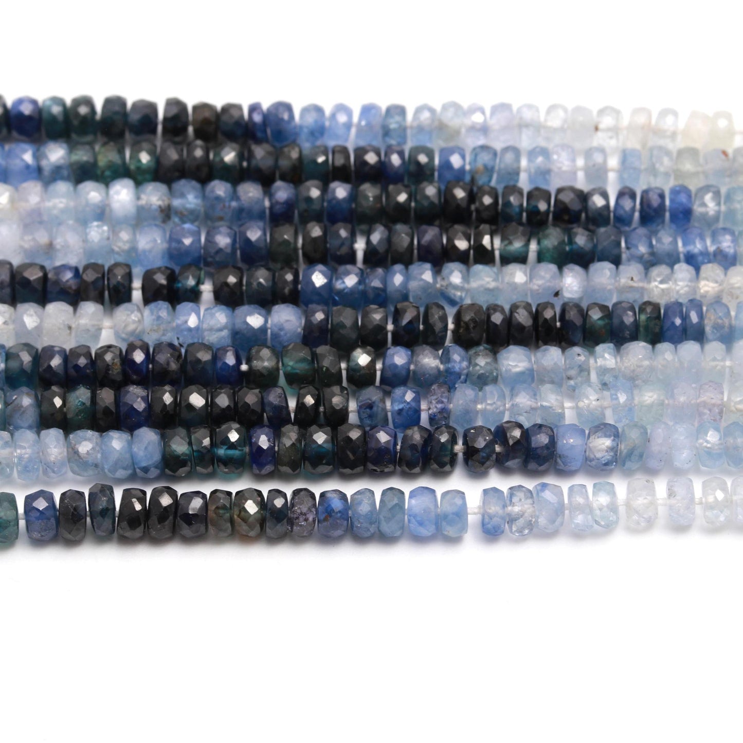 Blue Shaded Sapphire Faceted Rondelle Beads