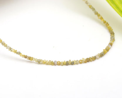 925 Sterling Silver Yellow Uncut Diamond 2- 3 mm Bead 16 Inches Necklace