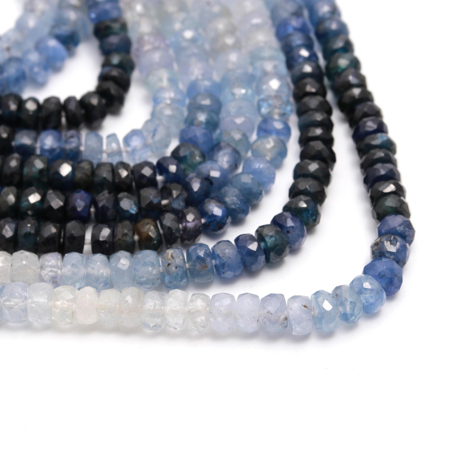 Blue Shaded Sapphire Faceted Rondelle Beads