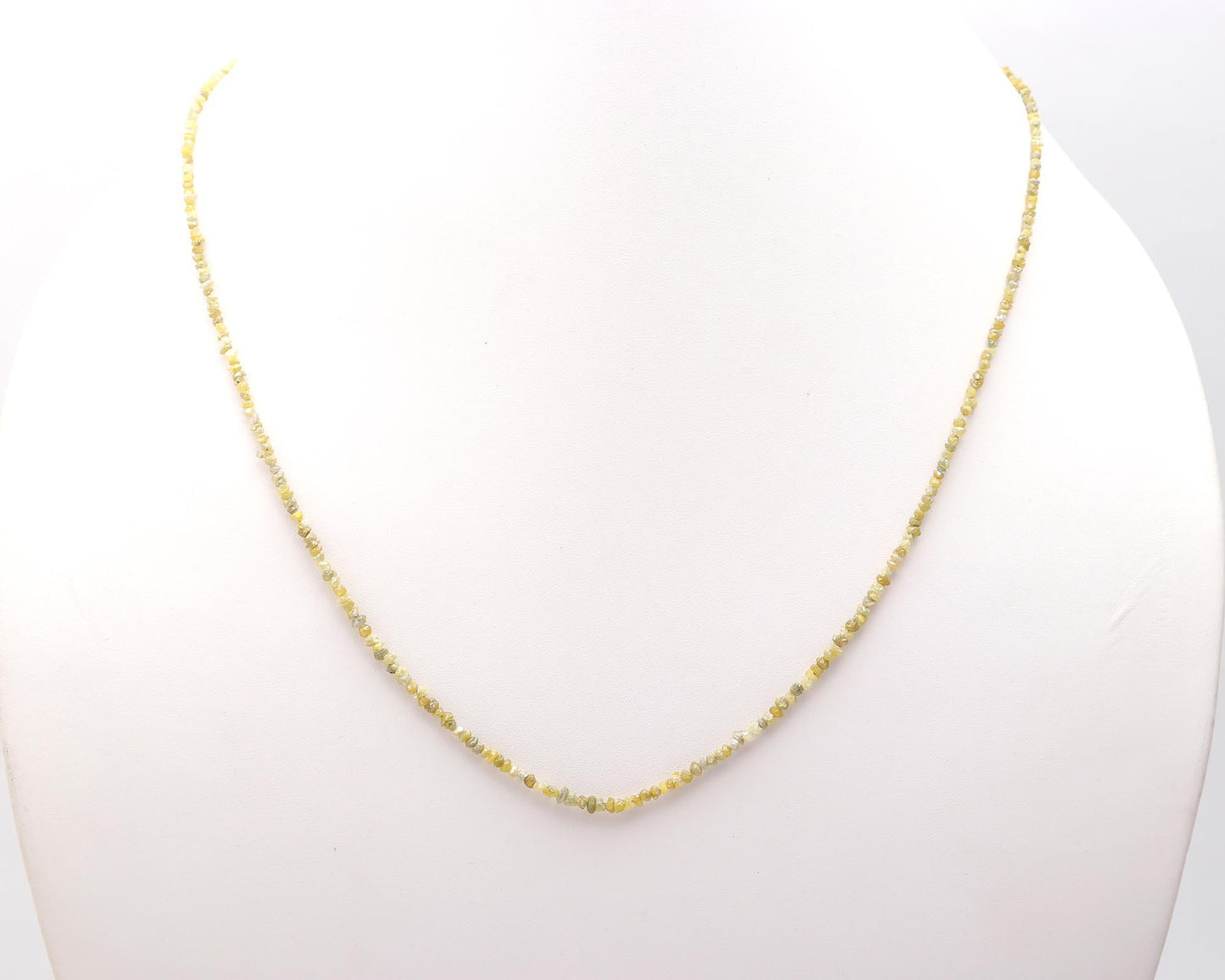 925 Sterling Silver Yellow Uncut Diamond 2- 3 mm Bead 16 Inches Necklace