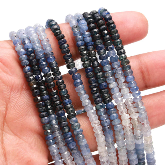 Blue Shaded Sapphire Faceted Rondelle Beads