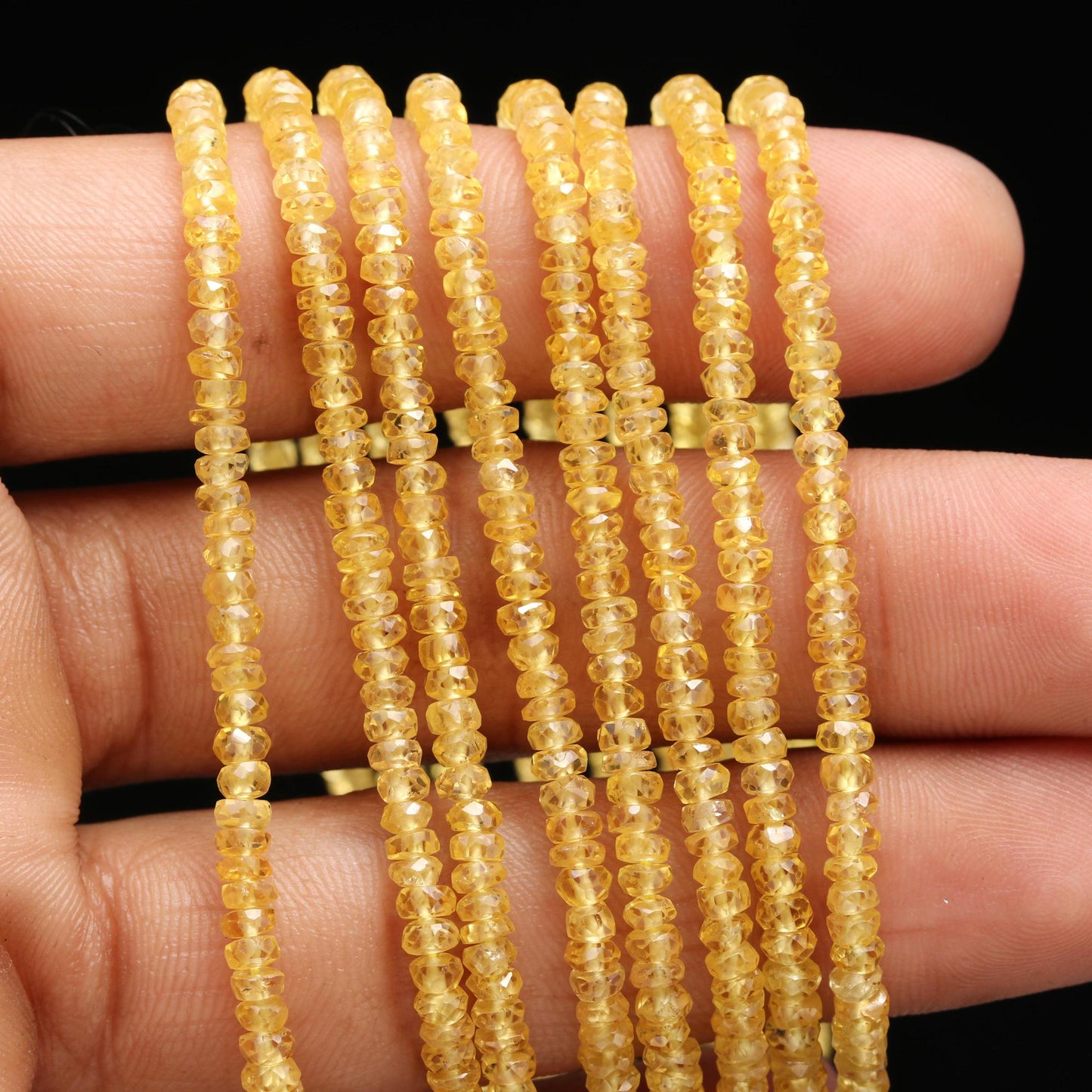 Light Yellow Sapphire Faceted Rondelle Beads