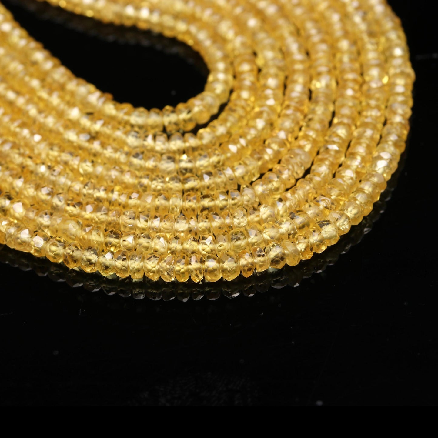 Light Yellow Sapphire Faceted Rondelle Beads