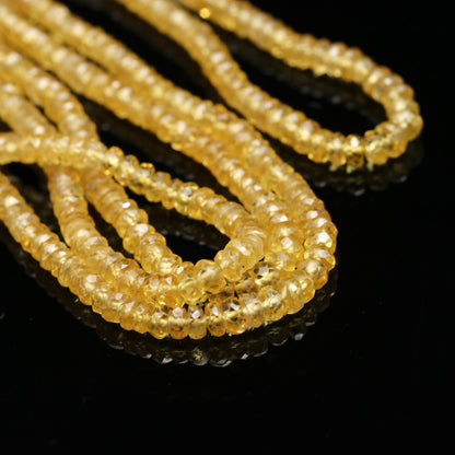 Light Yellow Sapphire Faceted Rondelle Beads