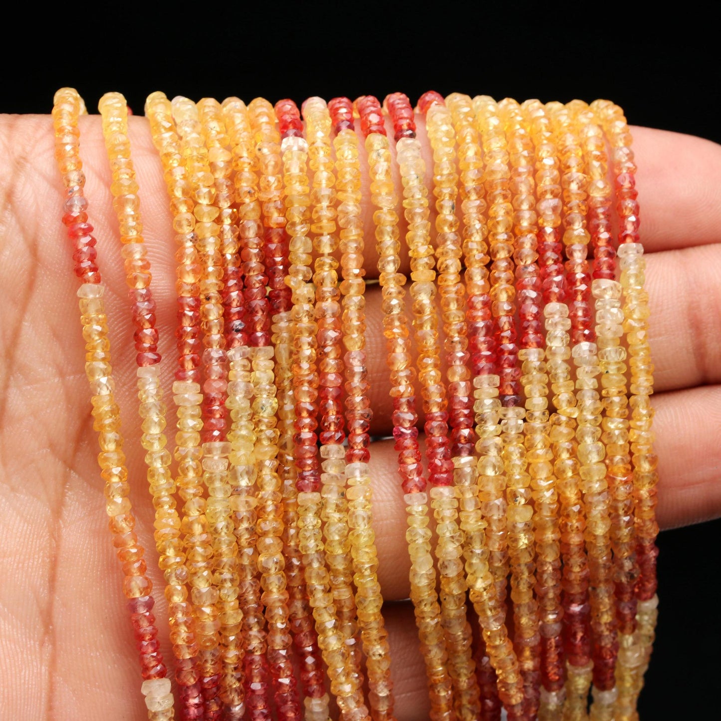 Natural Yellow Sapphire Faceted Rondelle Bead Top Quality Shaded Sapphire Gemstone Beads