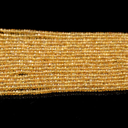 Yellow sapphire Faceted Rondelle Bead 100% Natural Sapphire Beads