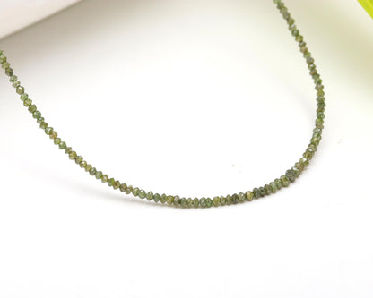 Green Diamond Faceted Rondelle 925 Sterling Silver Necklace