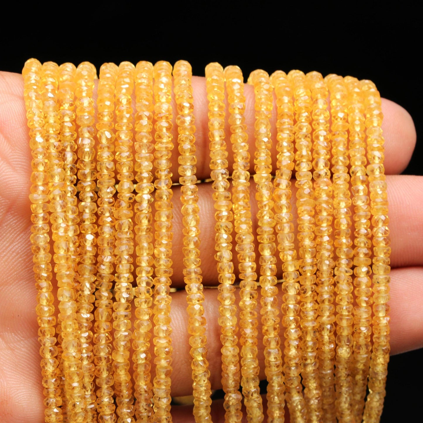 Yellow sapphire Faceted Rondelle Bead 100% Natural Sapphire Beads