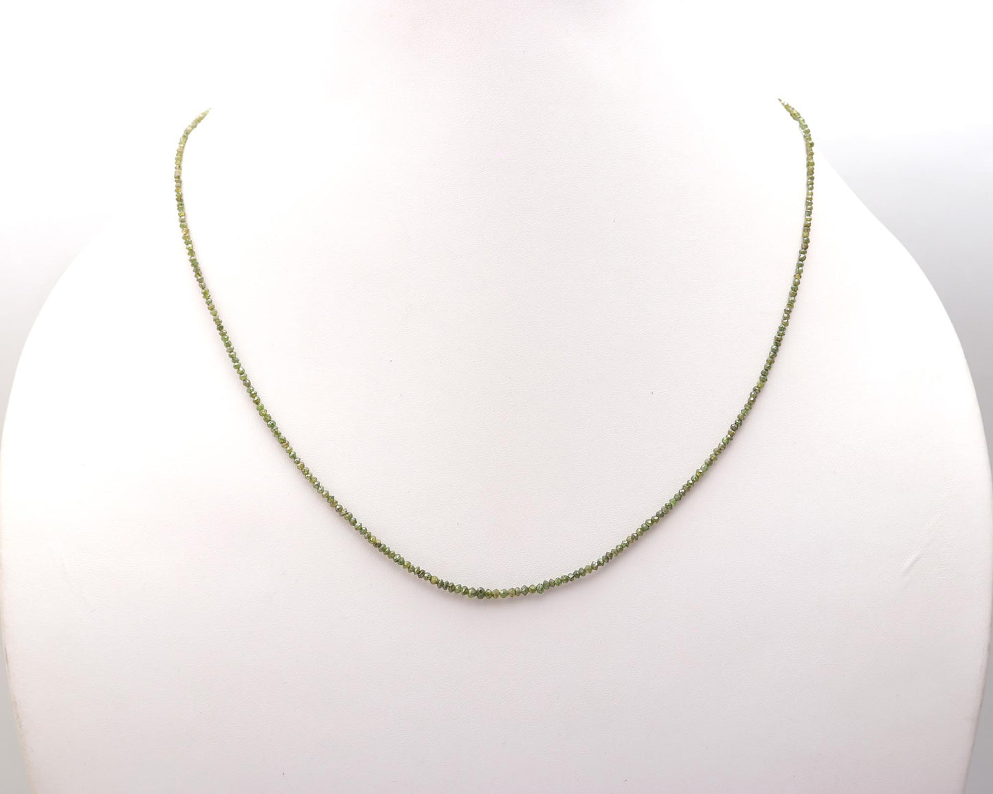 Green Diamond Faceted Rondelle 925 Sterling Silver Necklace