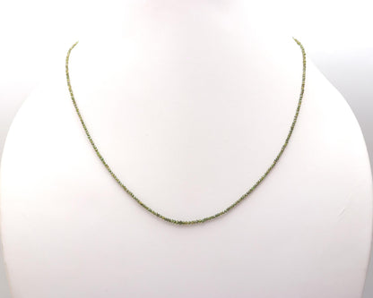 Green Diamond Faceted Rondelle 925 Sterling Silver Necklace