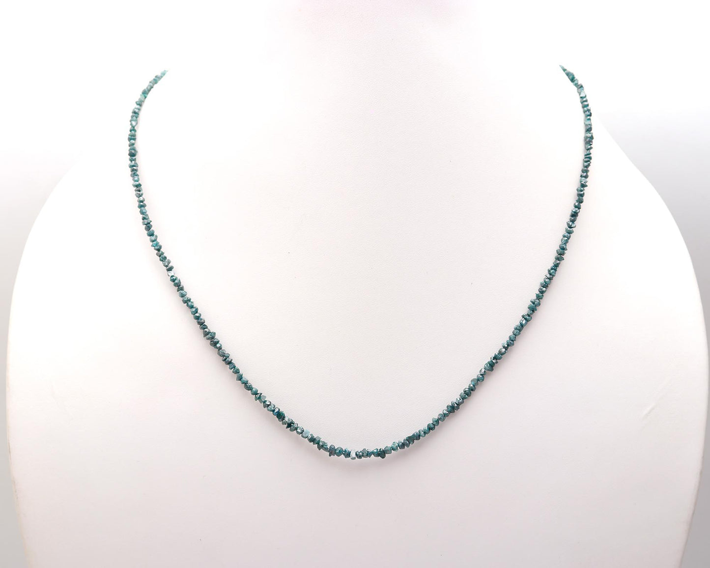 925 Sterling Silver Blue Uncut 2 - 3 mm Diamond 16 Inches Necklace