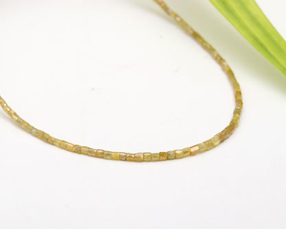 Yellow Diamond Tube Bead 925 Sterling Silver Necklace