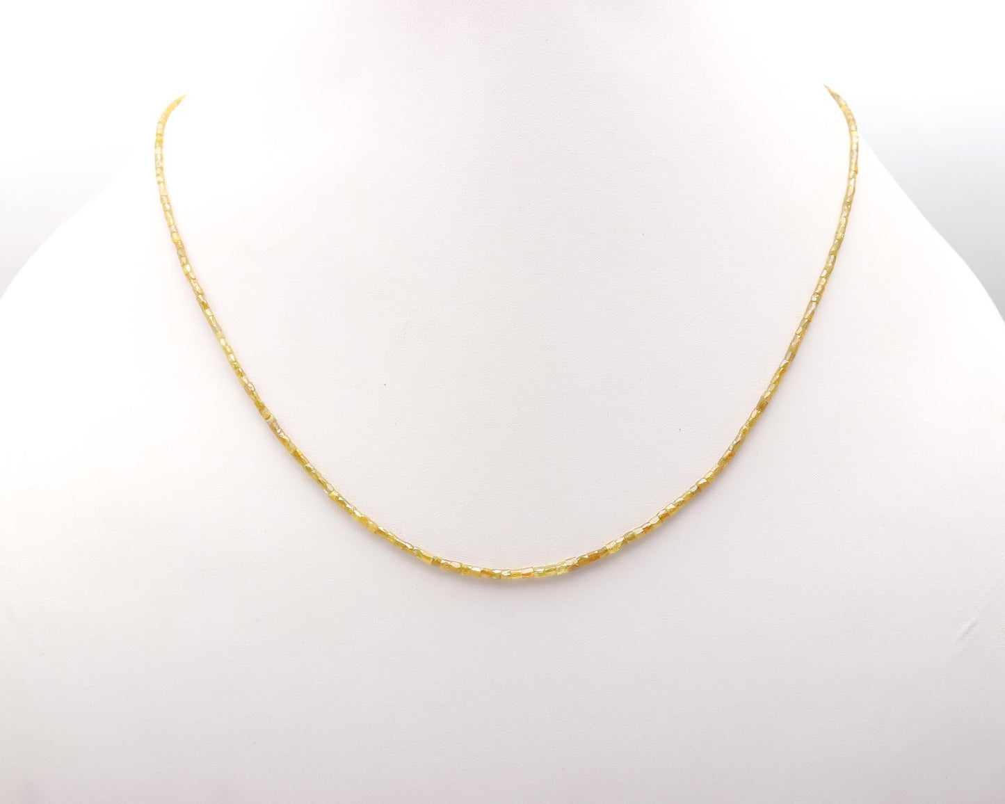 Yellow Diamond Tube Bead 925 Sterling Silver Necklace