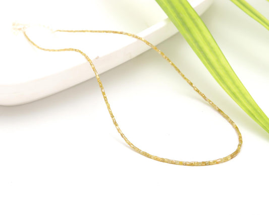 Yellow Diamond Tube Bead 925 Sterling Silver Necklace