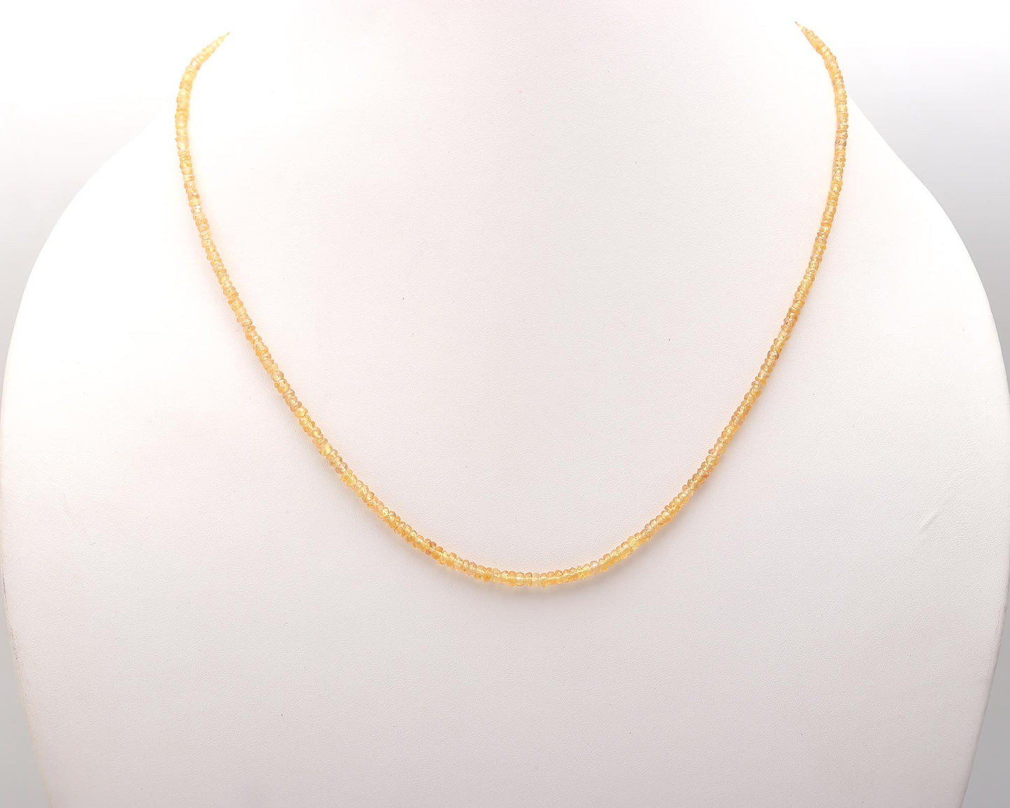 Yellow Sapphire Gemstone Beads Faceted Rondelle Sapphire Necklace