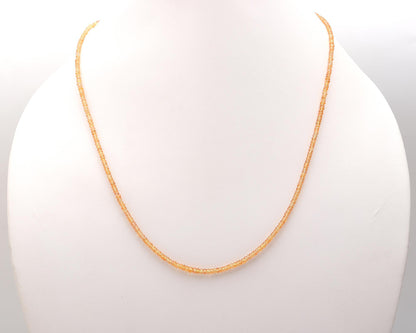 Orange Sapphire Faceted Rondelle Bead Silver Necklace